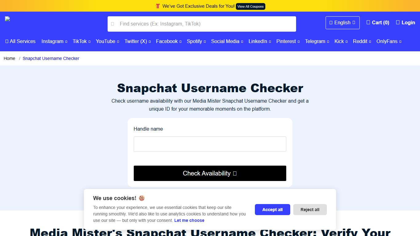 Free Snapchat Username Checker | Media Mister